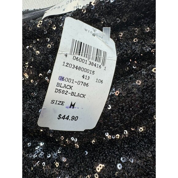 Black Sequin Strapless Mini Dress By Bear Dance M Party Holiday - Picture 8 of 10